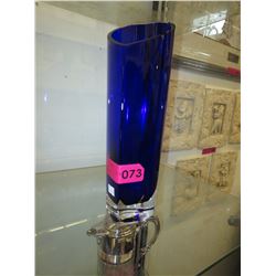 Cobalt Blue heart shaped vase - clear at base