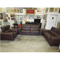 NEW - Brown Leather Living Room Suite