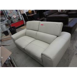 NEW - Beige Leather Sofa - 2 seats
