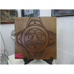 Morris Baker carved wall plaque "Eagle Sun"
