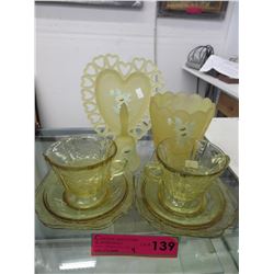 Vintage pressed glass & satin glass - 9 pcs