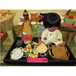 2 Vintage Indian dolls, etc.