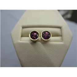 New 14KT Yellow Gold Pink Tourmaline Earrings
