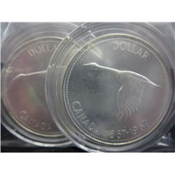 2 x Canada 1967 Centennial Dollar Coins