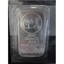 Miner & Burro Motif Silver bar