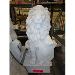 Concrete lion with shield