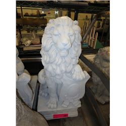 Concrete lion with shield