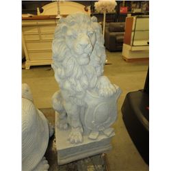 Concrete lion with shield