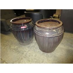 2 Extra Large glazed ceramic outdoor planters