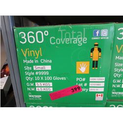 New case of vinyl gloves - size small