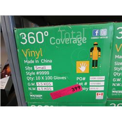 New case of vinyl gloves - size small