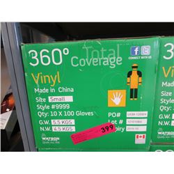 New case of vinyl gloves - size small