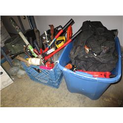 Totes of tools, mostly hand tools