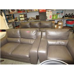 NEW Brown leather living room suite - 3 pieces