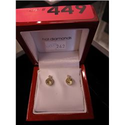 Faceted Citrine & Diamond post back earrings