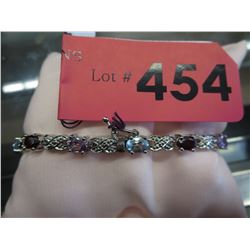Multi-gemstone bracelet with safety clasp