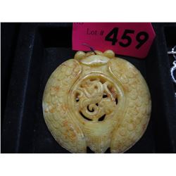 Oriental Carved Jade pendant - 3" dia.