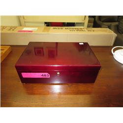 Wood jewelry box with 3 sections.