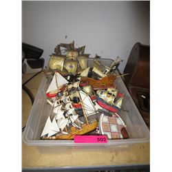 Tote of small ship models