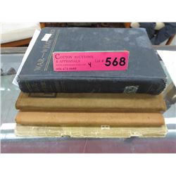 4 Vintage Books - 2 leather bound
