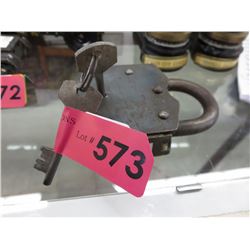 Vintage metal padlock with key