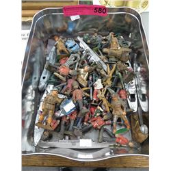 Tin of mostly die-cast figurines