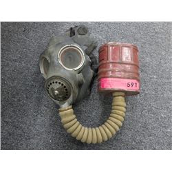 Vintage WWII gas mask & canister