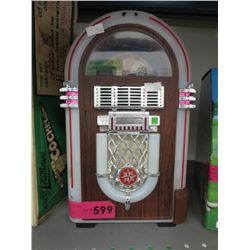 Juke box shaped AM/FM cassette radio