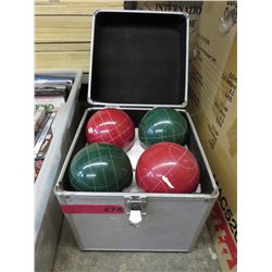 8 Lawn bowling balls in case