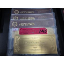 3 Gold foil banknotes with certification