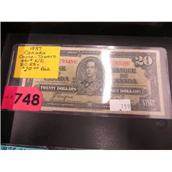 1937 Canadian $20 bill - King George VI