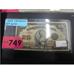 1923 Canadian .25 cent note