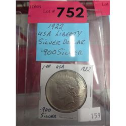 1922 USA Liberty silver dollar