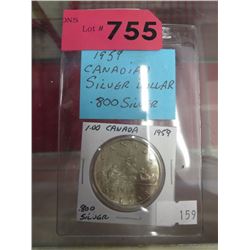1959 Canadian silver dollar