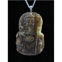 Sterling Silver hand carved Buddha necklace set