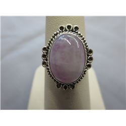 .925 Silver ring set with genuine Pink Moonstone