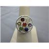 Image 1 : Sterling Silver ring set w/ 7 different gemstones