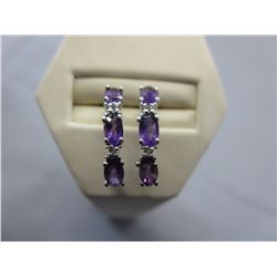 Brand new Diamond & Amethyst 1/2 hoop Earrings