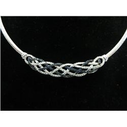 Omega Style - Blue & White Diamond Studded Necklace