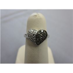 Diamond studded - Sterling Silver heart ring