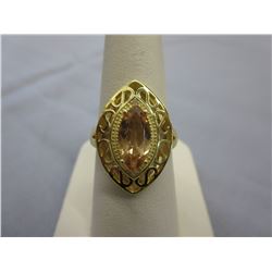 Citrine & Diamond ring in Gold finished Sterling