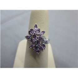 Amethyst & Diamond ring - Marquise cut