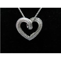 Blue & White Diamond Heart Necklace - Reversible