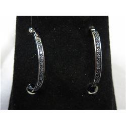 Brand New Hoop style earrings set with Black Diamonds