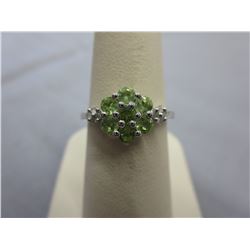 Sterling Silver multi Peridot & Diamond ring