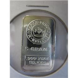 5 Gram .999 Solid Silver investor's bar