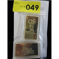 2 x .999 Gold Clad Art Bars -  Pin-Up Girl & The Simpsons