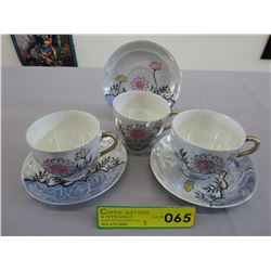 3 Vintage Japanese Lusterware Teacup & saucer sets