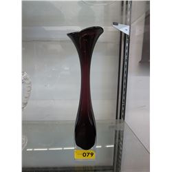 Amethyst art glass vase - clear base