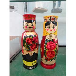 2 Russian hand-painted bottle holders